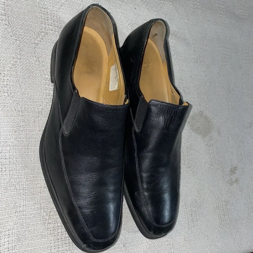 Bally Switzerland Mens Dress Loafers Size 8 EEE Black Leather Business Formal